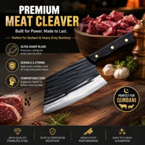 (১পিস) Premium Black Hammered Finish Kitchen Cleaver (Knife)